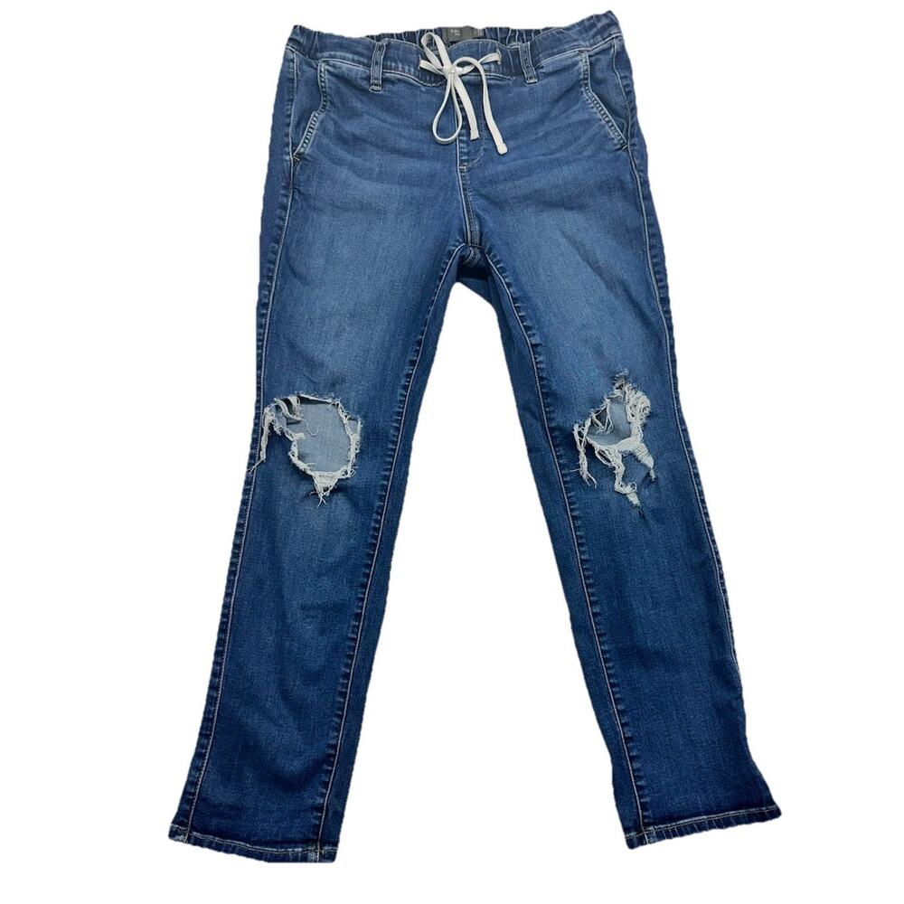Torrid Womens Jeans Size 1 R Pull On Distressed Straight Mid Rise Blue
